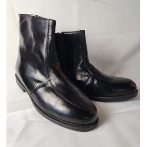 Men's Black Leather Zip Ankle Boots